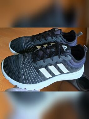 Sz 9 Women's ADIDAS FLUIDUP Black/White Running Sport Shoes